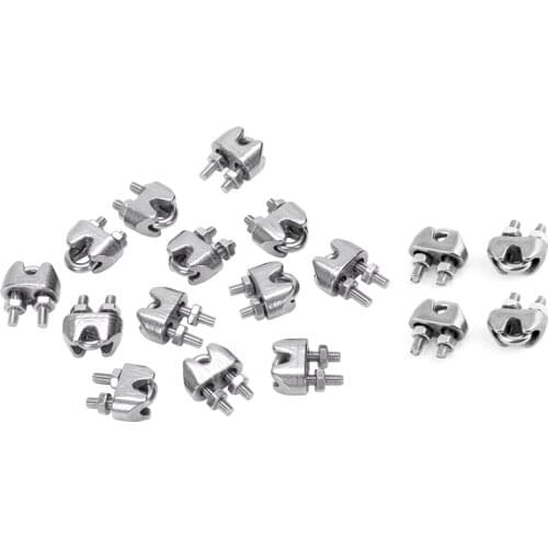 16 Pcs Stainless Steel Wire Rope Cable Clamp Fastener, 12Pcs 2Mm & 4Pcs 4Mm Promotion