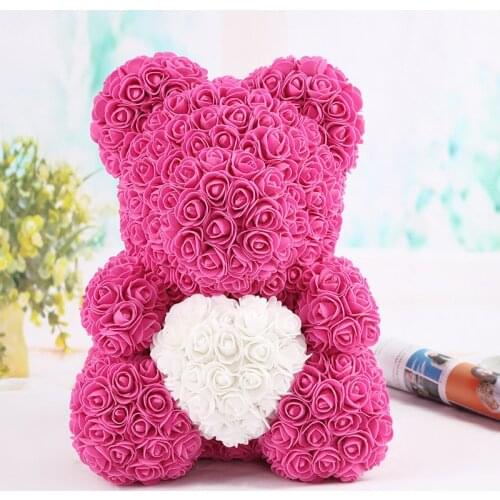 25cm Red Rose Teddy Bear Rose Flower Artificial Decoration Colorful Puzzle Creative Magic Toys Women Valentines mothers gifts