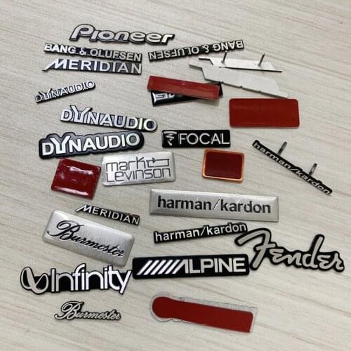 2pcs-200pcs for Dynaudio !JBL FOCAL harman/kardon MERIDIAN Fender Hi-Fi Speaker audio Speaker Badge stereo Emblem sticker stying