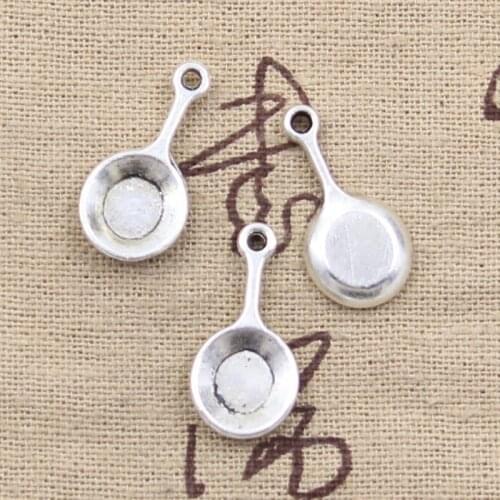 30pcs Charms Frying Pan 22x11mm Antique Silver Color Plated Pendants Making DIY Handmade Tibetan Silver Color Jewelry