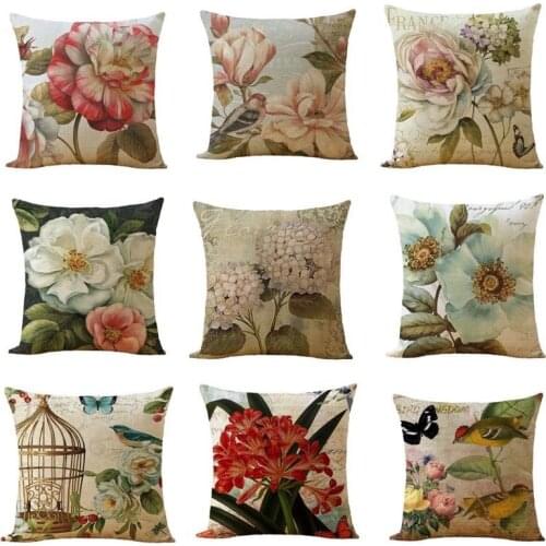 45* 45 cm Cushion Case Plant Linen/cotton Flower Home Decorative Pillow Cover