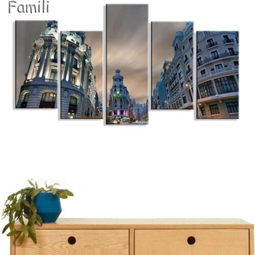 5Piece Canvas Wall Art Spain Madrid Coffee Printed Oil Painting On Canvas Wall Pictures For Living Room Decorative Pictures