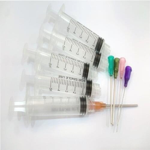5PCS 5ml Industrial Dispensing Syringe Crimp Sealed Needle Tips For Glue Oil Ink Syringes Measure Tool Supplies
