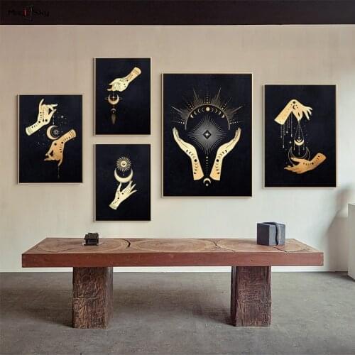 Abstract Witchy Decoration Sun Moon Celestial Posters and Prints Canvas Painting Witchcraft Wall Art Pictures Living Room Decor