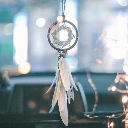 Car Rearview Mirror Pendant Dream Catcher Pendant Feather Car Interior Decoration Car Pendant Retro Dream Catcher Feather New