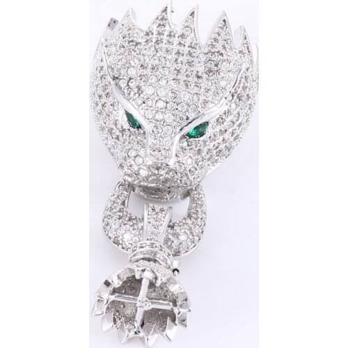 Big Size 50*23mm Luxury Zircon Crystal Leopard Charm Pendants For DIY Pearls Beaded Tassel Chain Bracelet Necklace Accessories