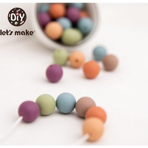 Lets make 12mm Silicone Beads Teether DIY Pacifier Chain Bracelet BPA Free Silicone Bead Baby Teething Necklace Accessories Toy