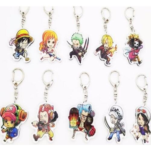 One Piece Luffy Ace Nami Sabo Boa Hancock Zoro Chopper Trafalgar Law Anime keychain Acrylic strap/charms/Key ring D335