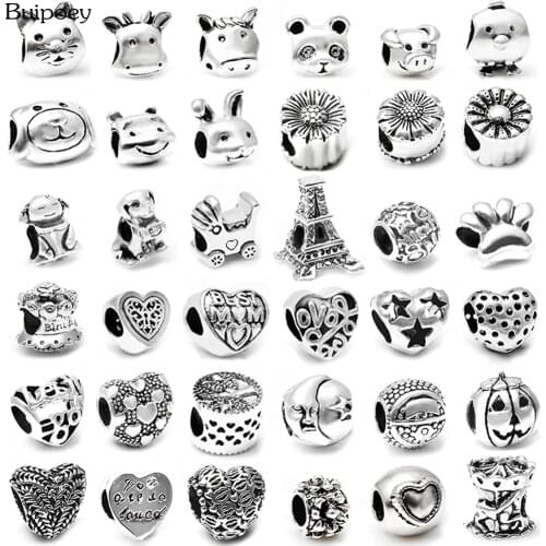Buipoey Zodiac signs Alloy Beaded Fit Brands Charms Bracelet Necklace for Women Jewelry Making Charms Jewelry Support wholesale
