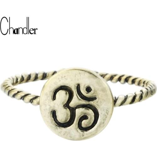 Chandler New Arrival Twist OM Symbol Midi Rings Round Charm Yago Jewelry Antique Bronze Plated Friendship Birthday Gift