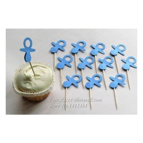 30pcs Glitter Baby Bottle Birthday Party Cupcake Toppers Its a Boy Girl Baby Shower Kids Favors Baby Feeding Bottles Supplies