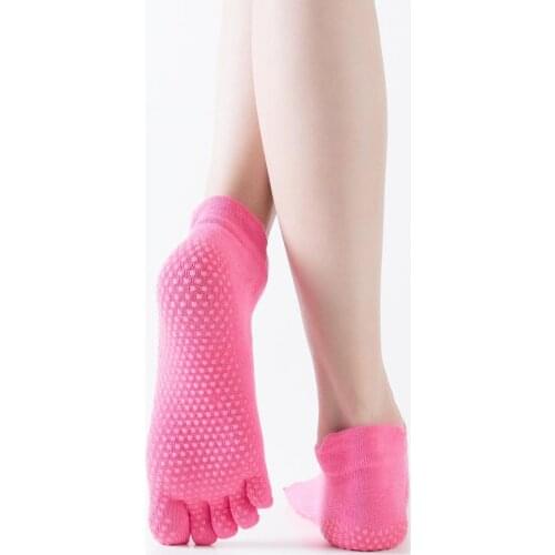 Women Yoga Pilates Socks Anti-Slip Breathable Full Toes Socks Ankle Ladies Ballet Dance Sports Socks Grip Sticky for Fitness Gym