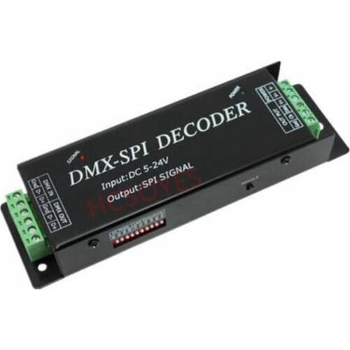 DMX200 DC5V-24V SPI signal LED DMX512 to SPI decoder, led digital light DMX controller for 2801 6803 2812 2811ic led pixel strip