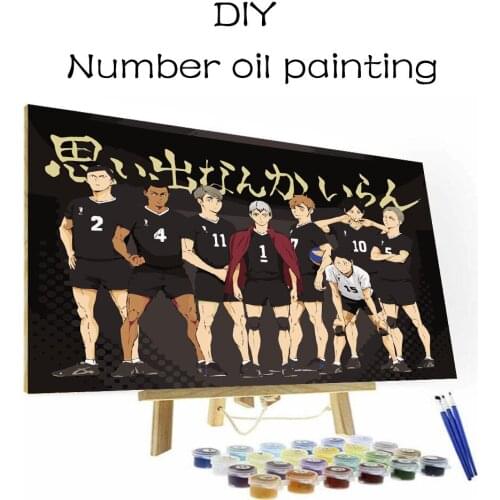 Home Decoration DIY Painting by Number Japanese Classic Anime Volleyball Teenager Picture Art Painting Brush Set Child Gift
