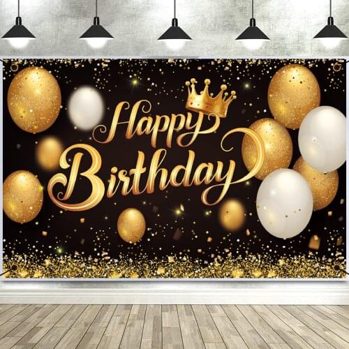 Happy Birthday Backdrop Banner Large Balloon Star Fireworks Party Sign Poster Photo Booth Backdrop For Birthday Party Decoration