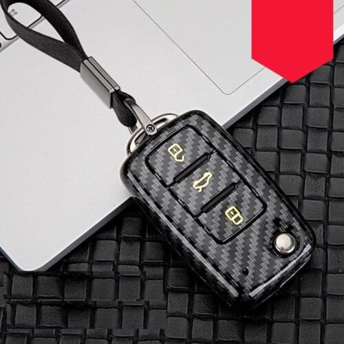 Glossy Carbon fiber ABS Car Key Case Fob Cover For Volkswagen Golf Bora POLO Passat For Skoda Octavia A5 Fabia SEAT Ibiza