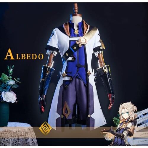 Game Genshin Impact Albedo Cosplay Costume Halloween Outfits Albedo Cosplay Wig