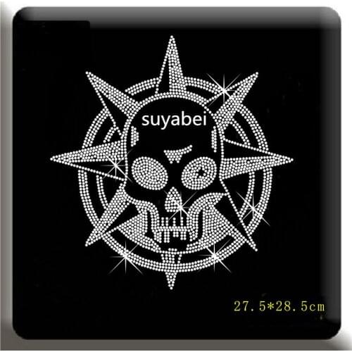 Beauty skull sticker hotfix rhinestones motif heat transfer iron on design iron on rhinestone motifs for shirt