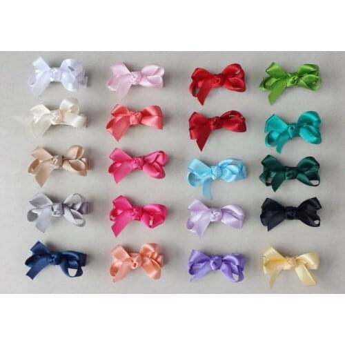 60pcs mini hair accessories satin ribbon bows clips covered lined Double Prong Duckbill Alligator Hairpin Girl headwear FJ3238