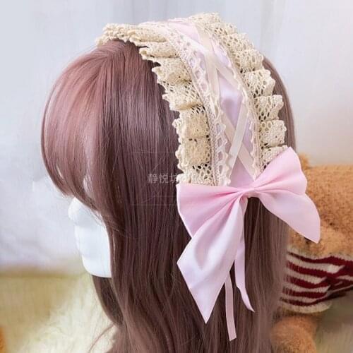 Soft girl tiara sweet lace bow loli kc lolita headband