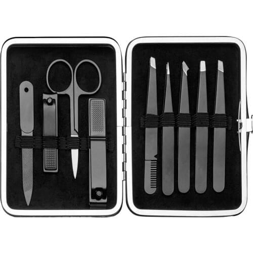 Tweezers Set and Nail Clippers Mens and Womens Special Set 9Pcs Eyebrow Trimming and Manicure Trimming Kit