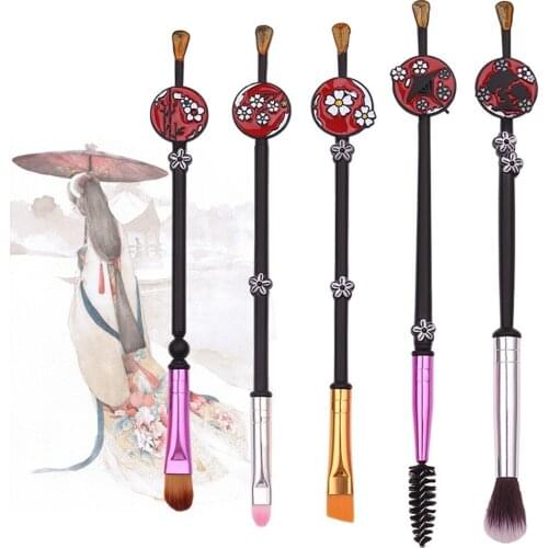 5pcs Japanese Cherry Blossom Makeup Brushes Set Beauty Cosmetic Tool Kit Eyeshadow Concealer Lip Eye Make Up Brush Romantic Gift