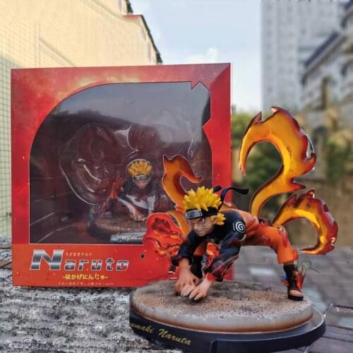 Naruto Gk Model Action Figure Toys 20cm Anime Naruto Nine-tailed Demon Fox Statue Boxed Doll Decor Collectible Gift For Children