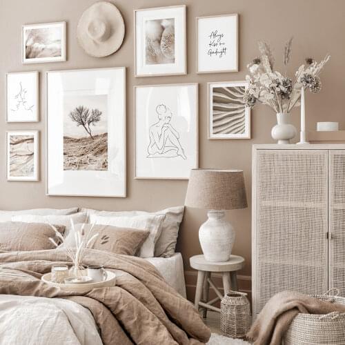 Nature Beige Poster Landscape Canvas Prints Always Kiss Me Goodnight Wall Art Painting Boho Pictures Room Decoration Modern Home