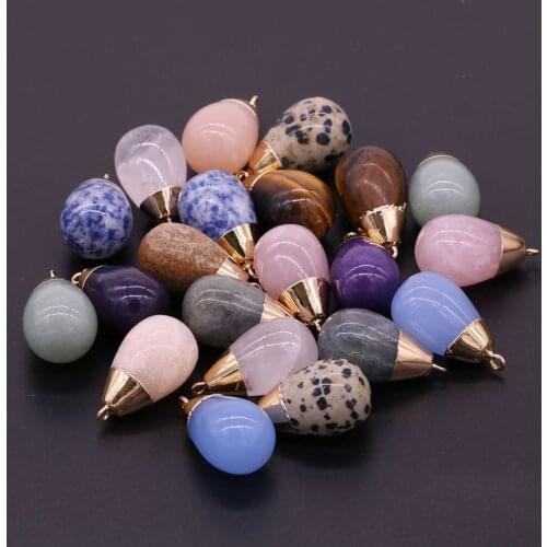 Natural Stone Agates Crystal Pendant Round Drop Shape Sodalite Quartz Charms for Jewelry Making Necklace DIY Earring Accessories