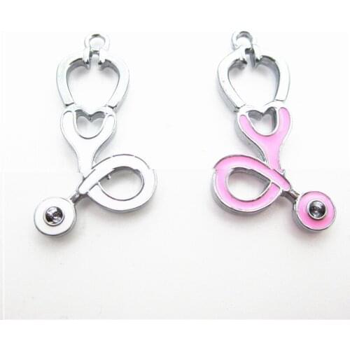 2018 New 10pcs White Medical Stethoscope Charms Hanging Dangle Charms Floating Charms DIY Bracele&bangles Jewelry Accessory