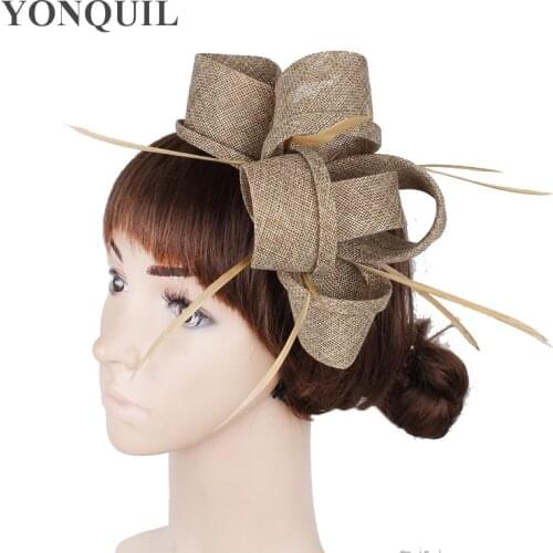 New Arrival Imitation Sinamay Fascinator Hats Accessories Women WeddingW ith Feather Hair Headwear Ladies Party Wedding Event