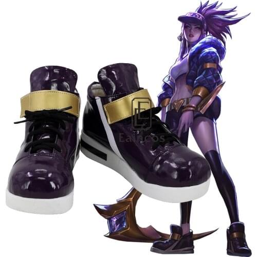 Game LOL KDA Akali Cosplay Shoes Women K/DA COS Black/Purple Custom-made
