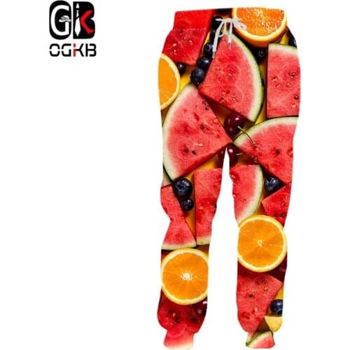 OGKB Mens Jogging Pants Hip-hop Fashion 3d Fruit Food Loose Unisex Summer Streetwear Sports Pants Dropshipping