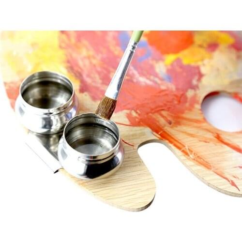 Plastic Stainless Steel Drum Painting Palette Oil Paint Pot Single Double Hole Oil Pot Easy Clean Drawing Tools Art Supplies