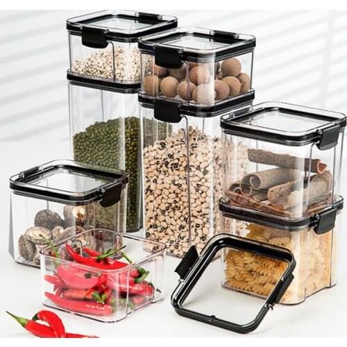 Storage 4 Different Capacity Plastic Sealed Cans Kitchen Storage Box Transparent Food Canister Keep Fresh New Clear Container
