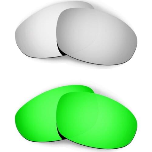 HKUCO For Juliet Sunglasses Polarized Replacement Lenses Silver/Emerald Green 2 Pairs