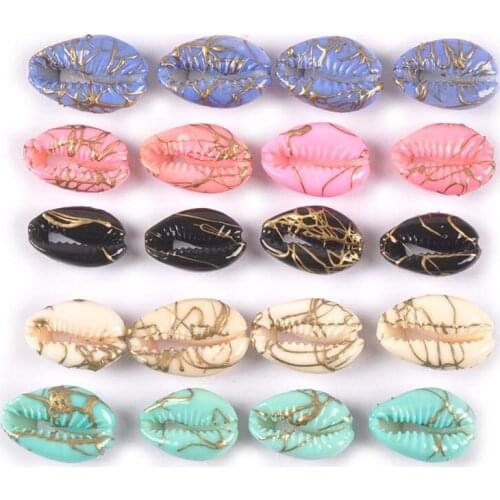 10Pcs Mixed Color Marbling Painting Seashell For Jewelry Making Bracelet DIY Scrapbook Crafts Accessories Home Decoration TR0403