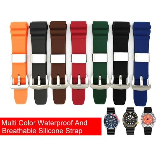22mm Rubber Silicone Watch Strap Black Blue orange Waterproof Needle Buckle Watchband Suitable for Seiko CPC077 Wrist Watch