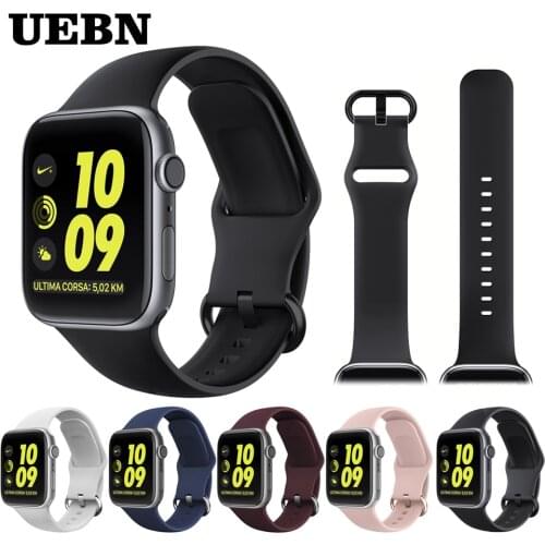 2019 UEBN Silicone Sport Watchband For Apple Watch series 5 44mm 40mm band strap for iWatch 5 4 3 42mm 38mm Bracelet Wrist bands