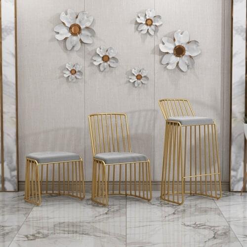 Nordic Leisure Stool Bar Stool Modern Minimalist Dining Chair Backrest Chairs Bar Chair Golden High Stool Dressing Table Chair