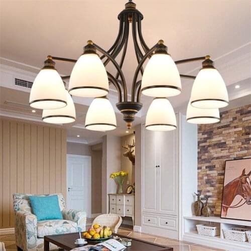 Modern American Iron Glass Chandelier Lighting Fixture for Living Room Modern Pendant Lamp