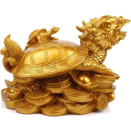 Pure copper dragon turtle up dragon turtle handicraft anti-small office study supplies golden Decoration Home Arts Crafts