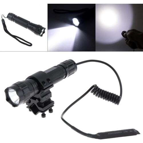 501B XM-L T6 LED 2000LM 5 Switch Modes Flashlight Suit with Mounting Clip and Pressure Switch for Drilling / Hunting / Camping