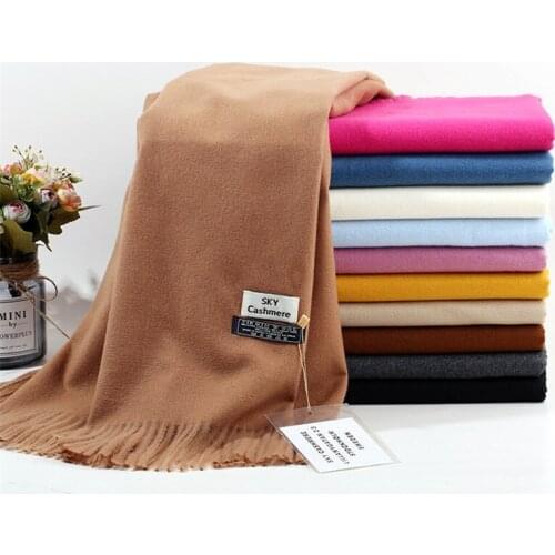 Warm Luxury Brand Winter Scarf Unisex 2020 Female Male Wool Sky Cashmere Scarf Pashmina Tassels Women Men Wrap Shawl