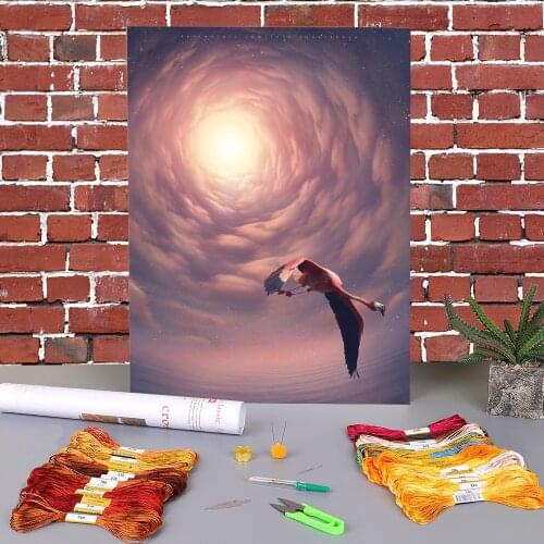 Woman Girl Printed Fabric 11CT Cross Stitch DIY Embroidery Full Kit DMC Threads Painting Sewing Needlework Promotions