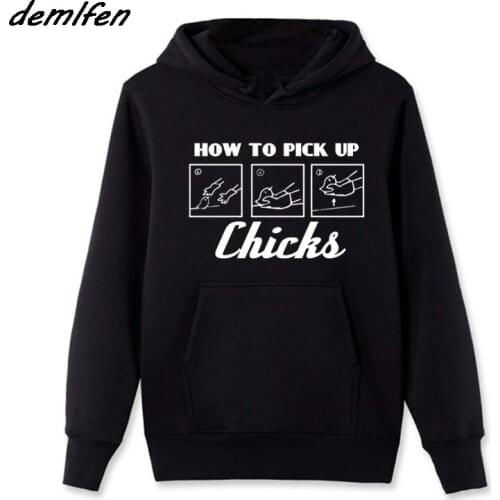 Spring Autumn Fashion Hoodie How To Pick Up Chicks Funny Humour Girls Nerd Mens Fleece Sweatshirt Hip Hop Jacket Coat Harajuku
