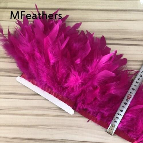 Hot Pink Dyed 10M Turkey Feather Pruning Cloth Sideband Diy Festive Stage Performance Craft Feathers Trim Feather boas Fringe