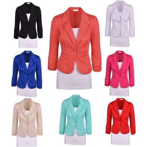 New European And American Self-cultivation Women Casual Work Solid Color Blazer One Buckle Only Suit Jacket No Base Shirt