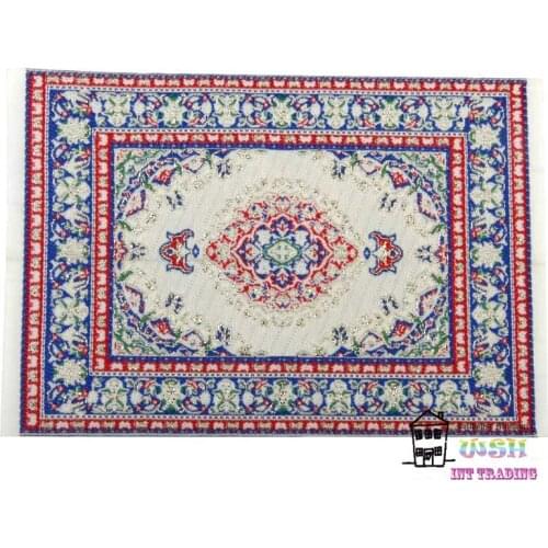 1:12 Dollhouse miniature 6.3" Turkey Carpet Red Blue flower pattern Dolls Accessory Dolls Ornament Free shipping