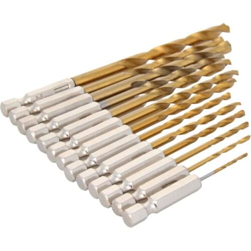 1set/2sets 13pcs/set Gold Hex Handle Twist Drill Set 1.5~6.5mm Diameter HSS4241 Craftsman Wrench Quick Change For Power Tools